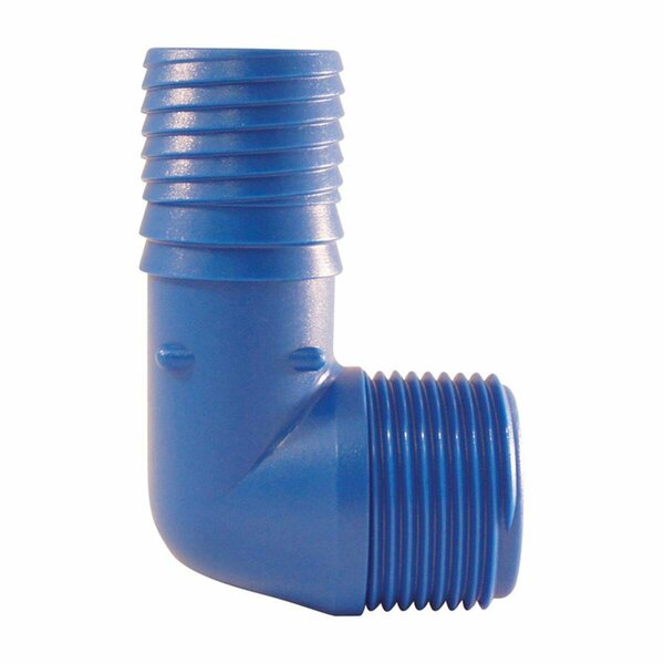 Blue Twisters 1 in. Insert x 1 in. Dia. MPT Polypropylene Elbow, Blue 4814612